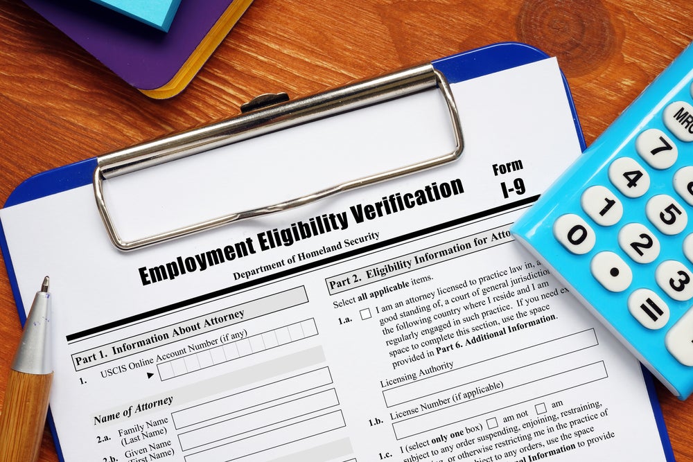 picture of I-9 verification form